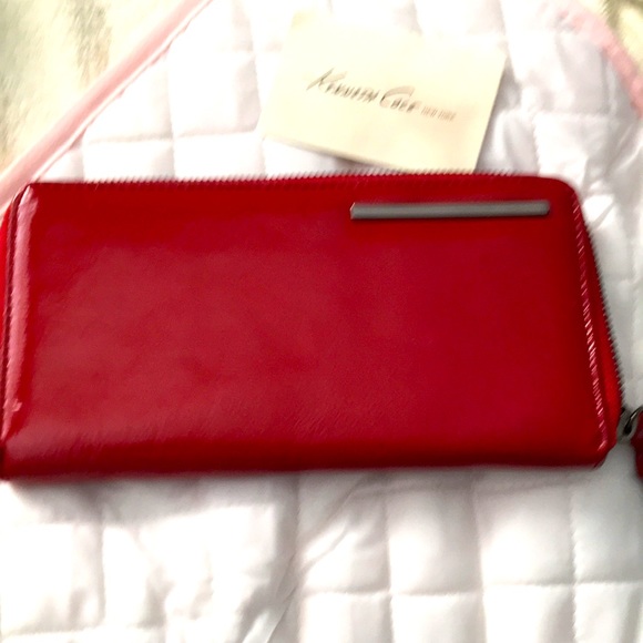 Kenneth Cole Handbags - Kenneth Cole Red patent Leather Wallet Clutch 8”